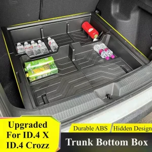 Car Rear Trunk Organizer Bottom Storage Box For VW ID.4 CROZZ ID4 X 2024-2021