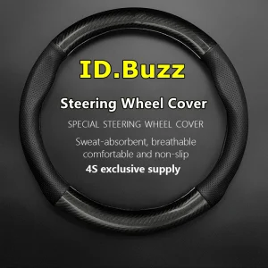 No Smell Thin For VW Volkswagen ID.Buzz Steering Wheel Cover Genuine Leather Carbon Fiber