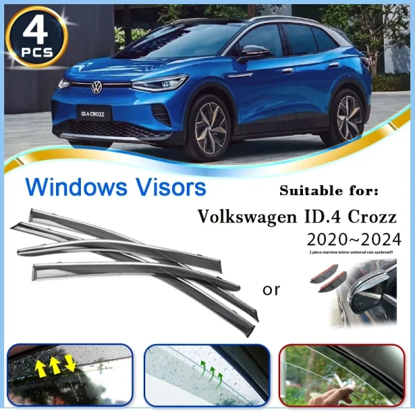 Car Window Visors For VW Volkswagen ID4 ID.4 CROZZ 2020~2024